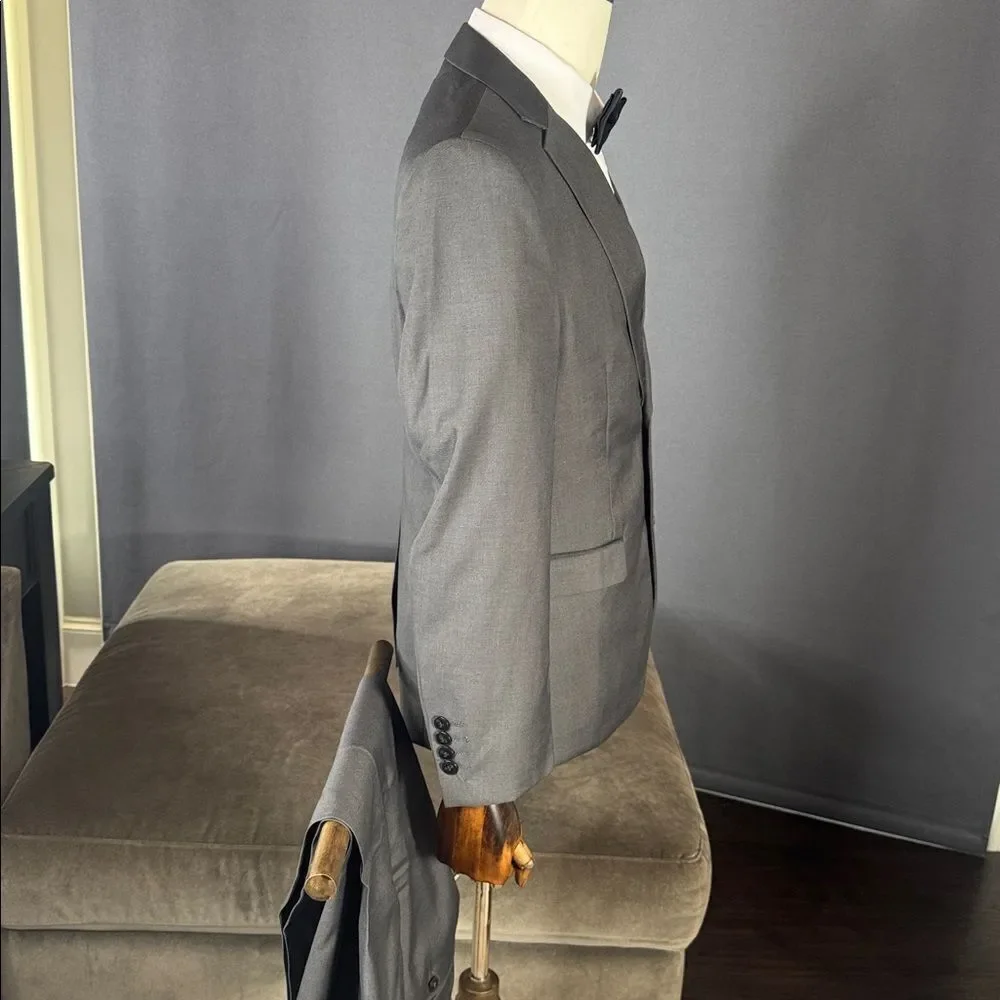 Men’s Dark Gray 3 Piece Wedding Formal Suit Notched Lapel 34 Jacket 31 Pants NEW